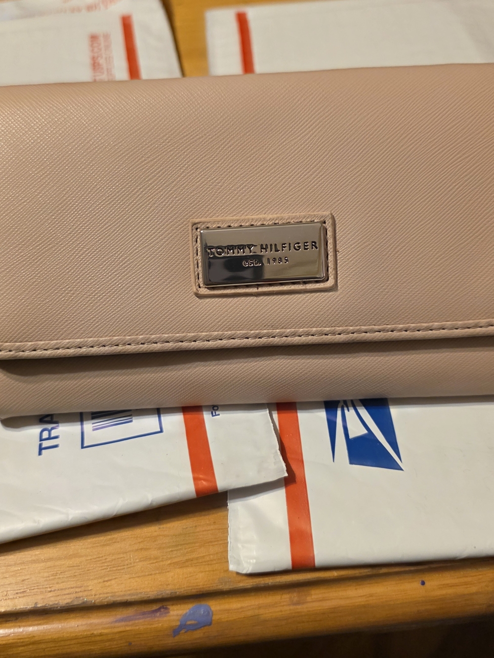 Tommy Hilfiger Blush Pink Saffiano Clutch Wallet